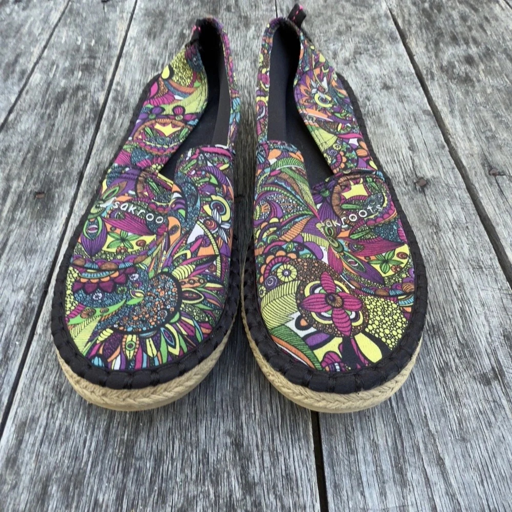 Sakroots Neoprene Ella Espadrille‎ Floral Print Flats  Womens 8M Shoes